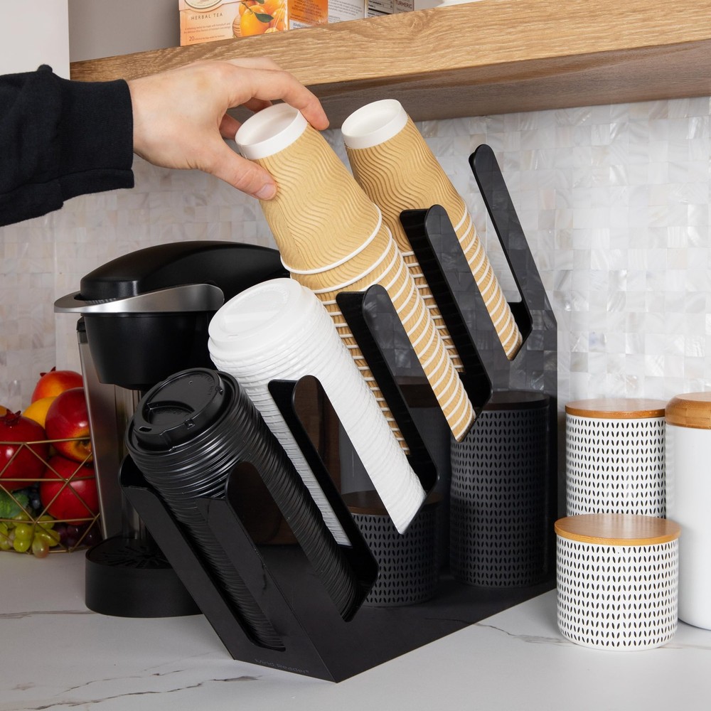 Mind Reader Cup & Lid Dispenser, Countertop Organizer, Coffee Bar, Beverage Stat