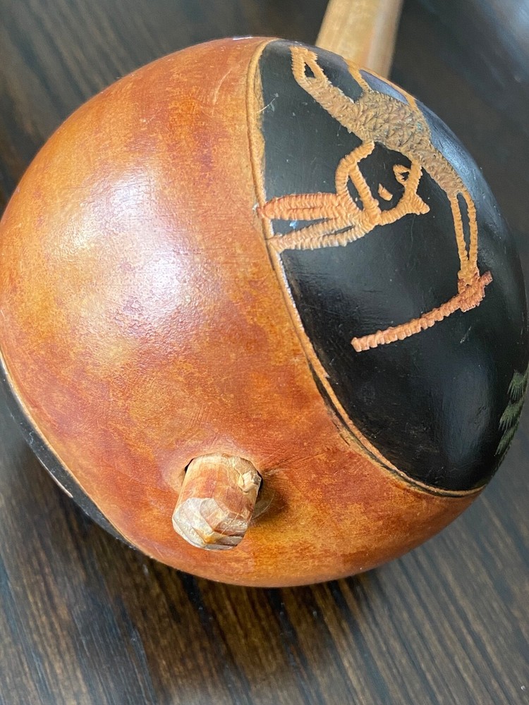 Handmade Maraca Shaker from Santomé with Carving