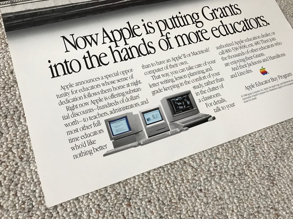 RARE UNUSUAL Apple Computer POSTER _ with Apple II & Macintosh __ in SAME poster