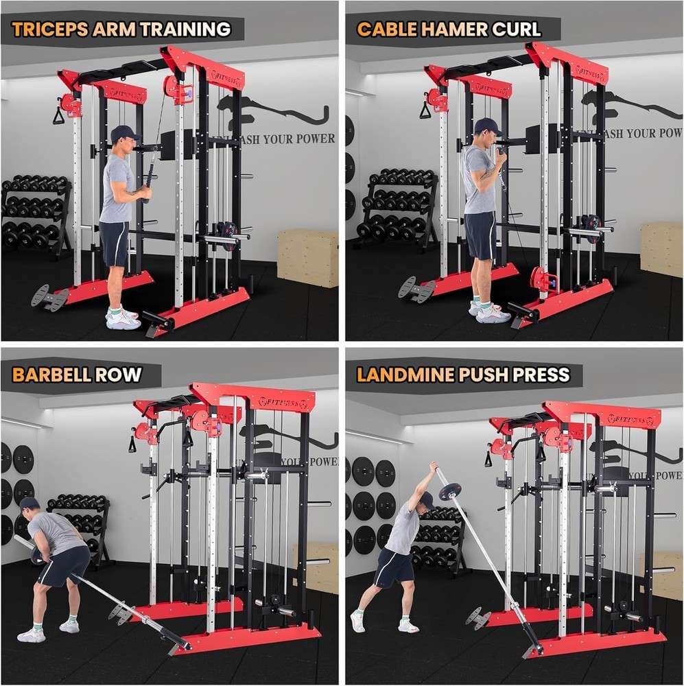 Smith Machine Strength Training Weight Stacks Home Gym System Workout Station