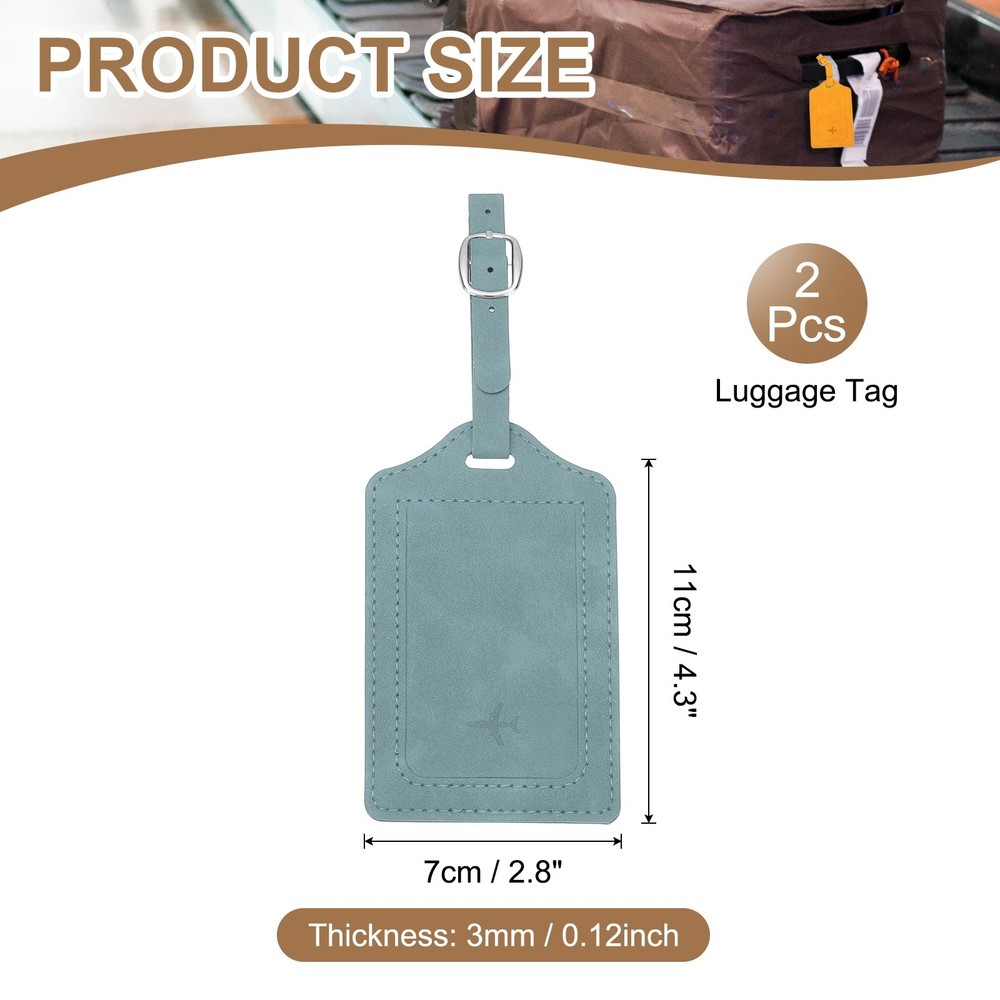 Suitcase Tags, Sky Blue Leather Tags with Private Protection, 2 Pcs