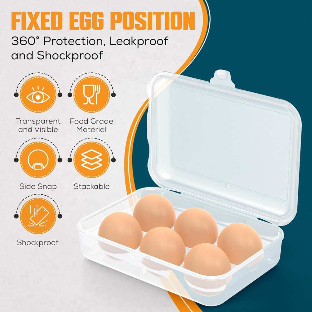Egg Holder Camping, 1Pcs 6 Grid Egg Container, Plastic Egg Carrier for Camping P