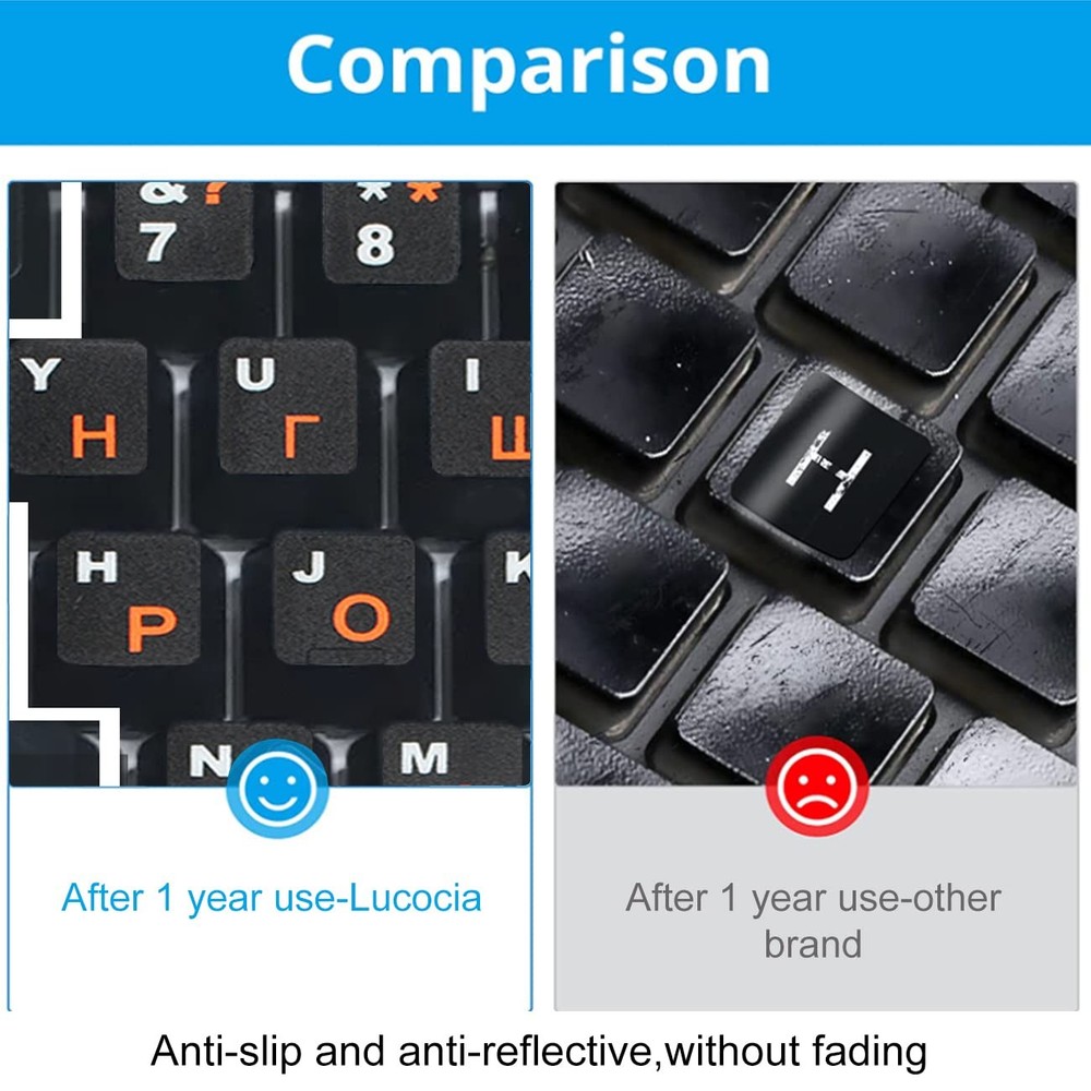 Lucocia 2PCS Pack Universal Russian Keyboard Stickers for Laptop Computer PC ...
