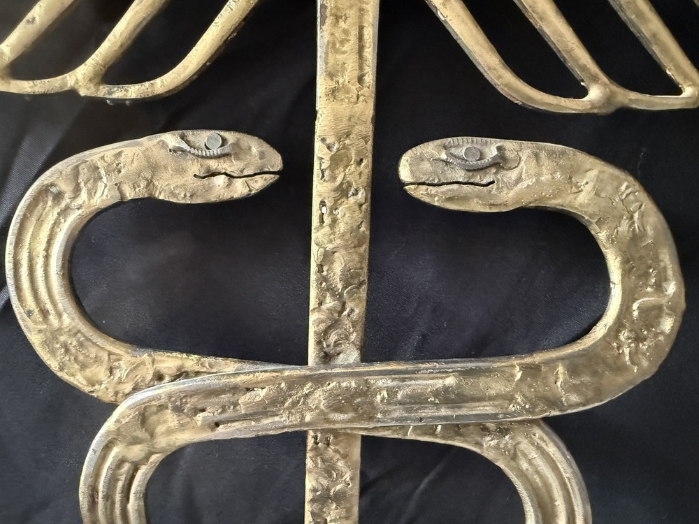 Caduceus metal wall mount