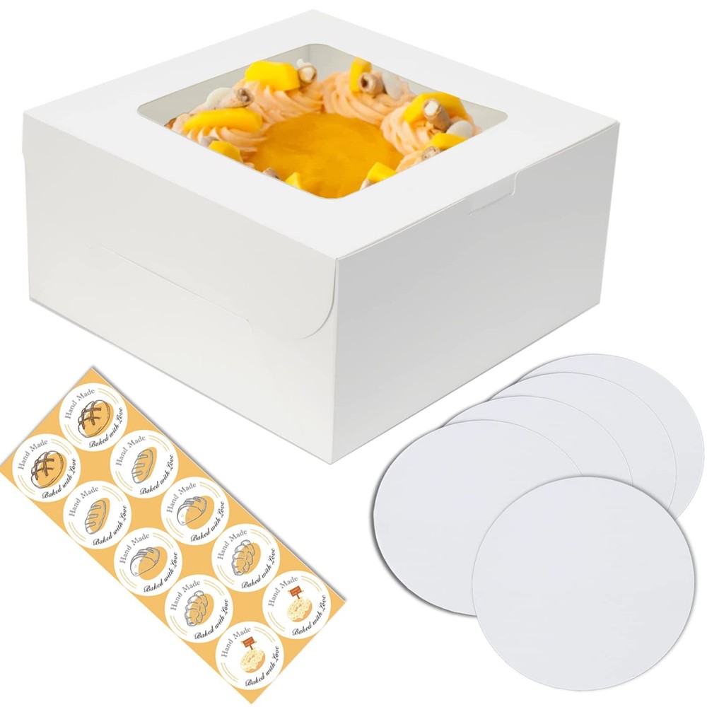 5 Sets 10"x10"x5" Cake Boxes with Boards Bakery Packaging for Cakes