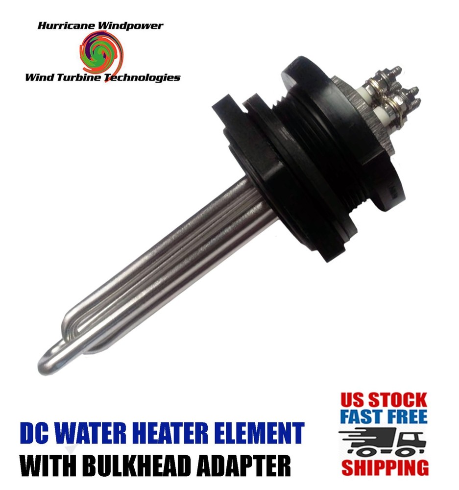 DC Water Heater Element 12 Volt 300 Watt w/Bulkhead Adapter Solar Water Heating