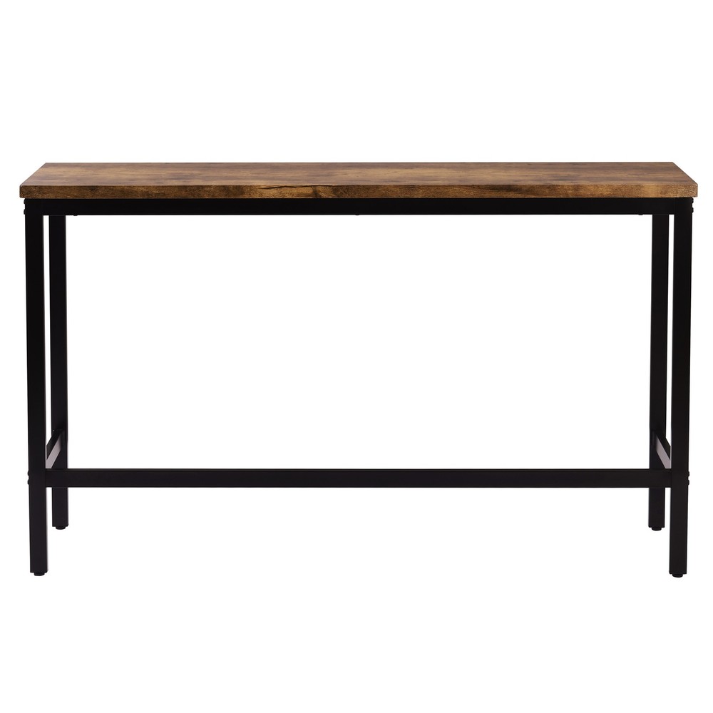 Dining Table Set with 3 Stools Pub Kitchen Set Side Table with Footrest Brown