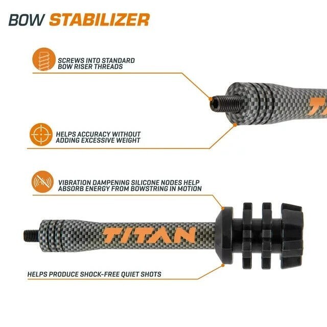 Titan Archery Bow Stabilizer Screws Into Standard Bow Riser Threads