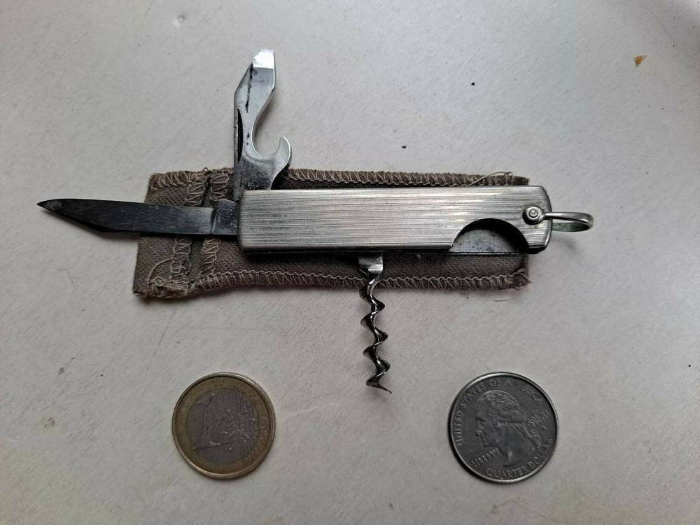 Vintage Pocket Corkscrew Bottle Opener Knife Combination
