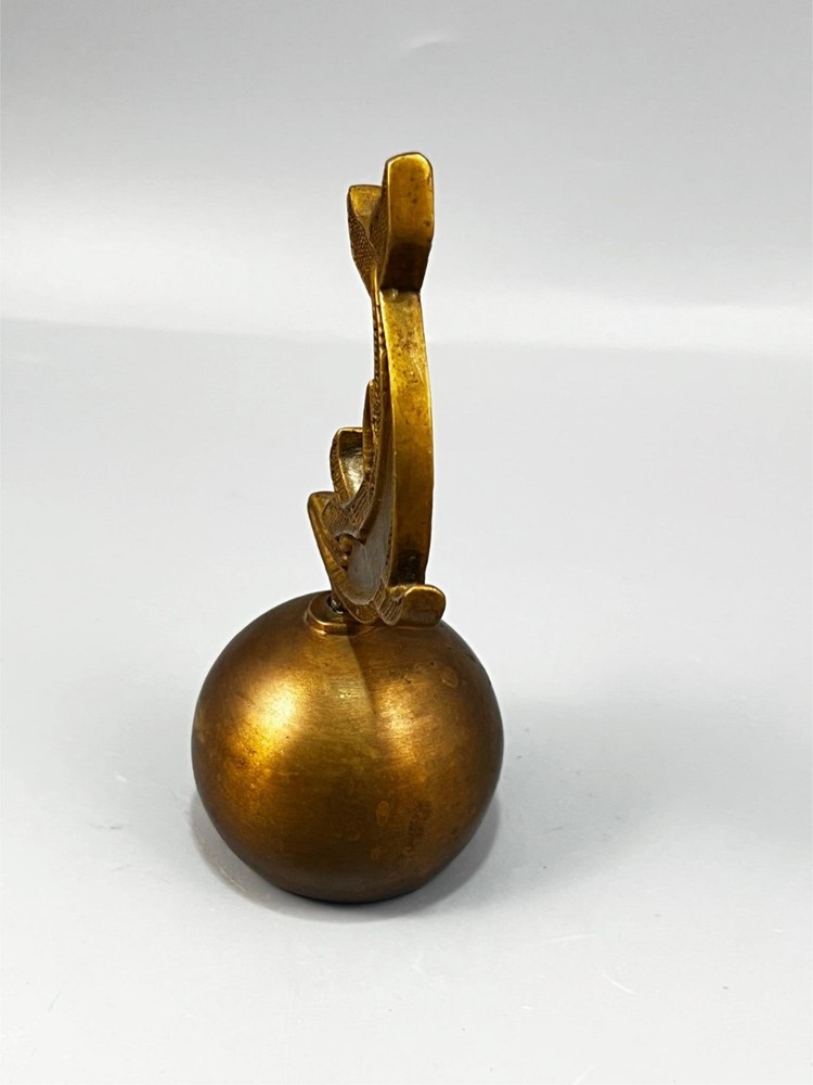 Vintage Solid Brass Dolphin Hand Bell 4.25" Tall