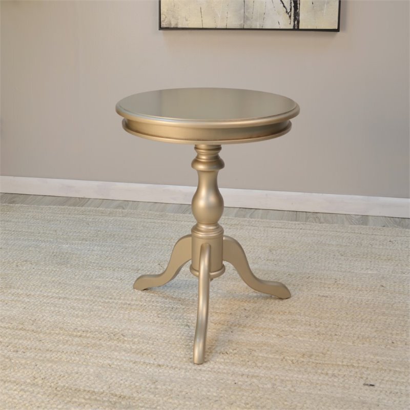 Pemberly Row Contemporary Transitional Side Table in Champagne