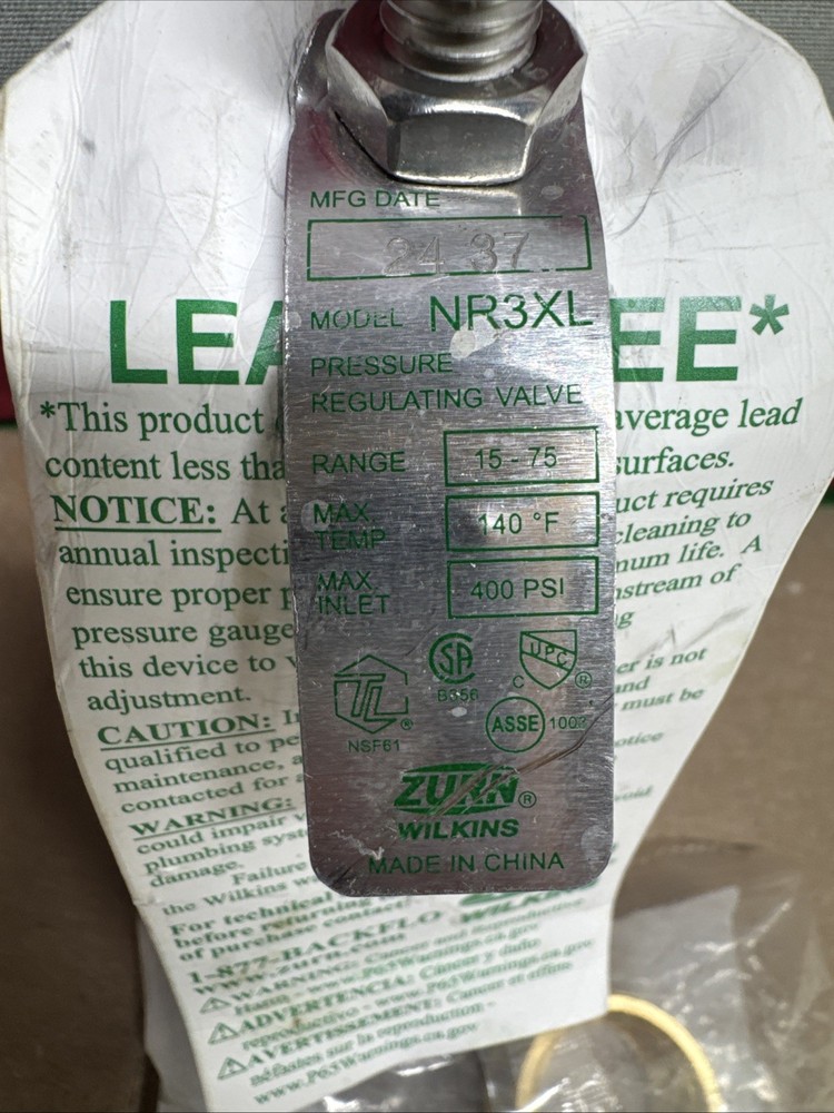 Wilkins 3/4 in. NR3XL Pressure Reducing Valve with Double Union FNPT Connection