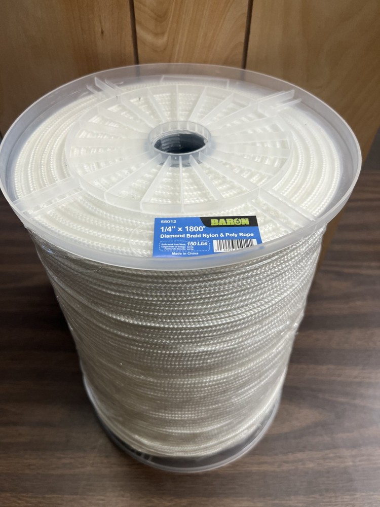 1/4" x 1800' DIAMOND BRAID NYLON & POLY ROPE