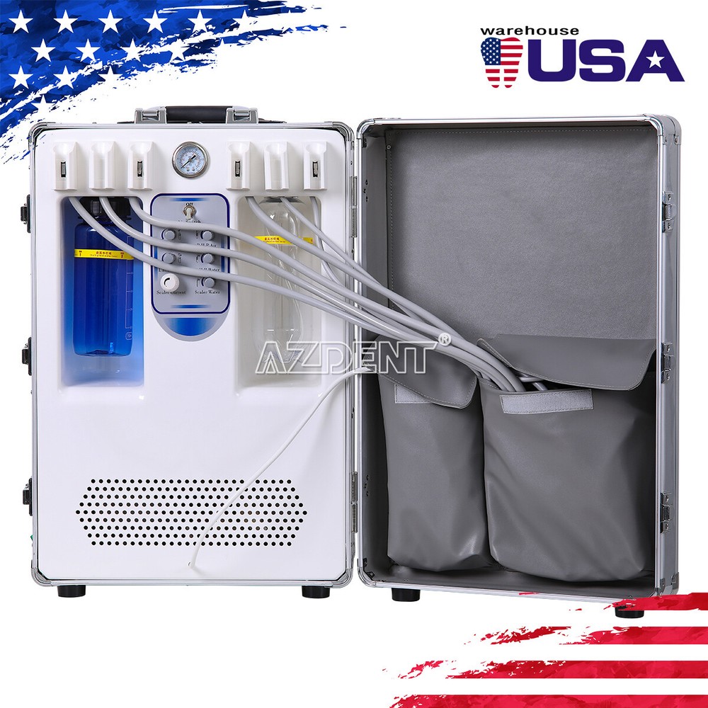 Dental Portable Mobile Delivery Unit Suction Rolling Case Compressor/Chair