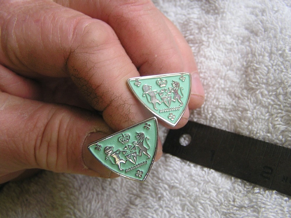 Vintage Triangular Shaped Cufflinks with Insignia