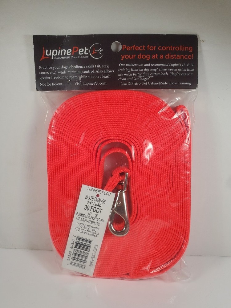 LupinePet Premium Quality Orange 30' Training Lead