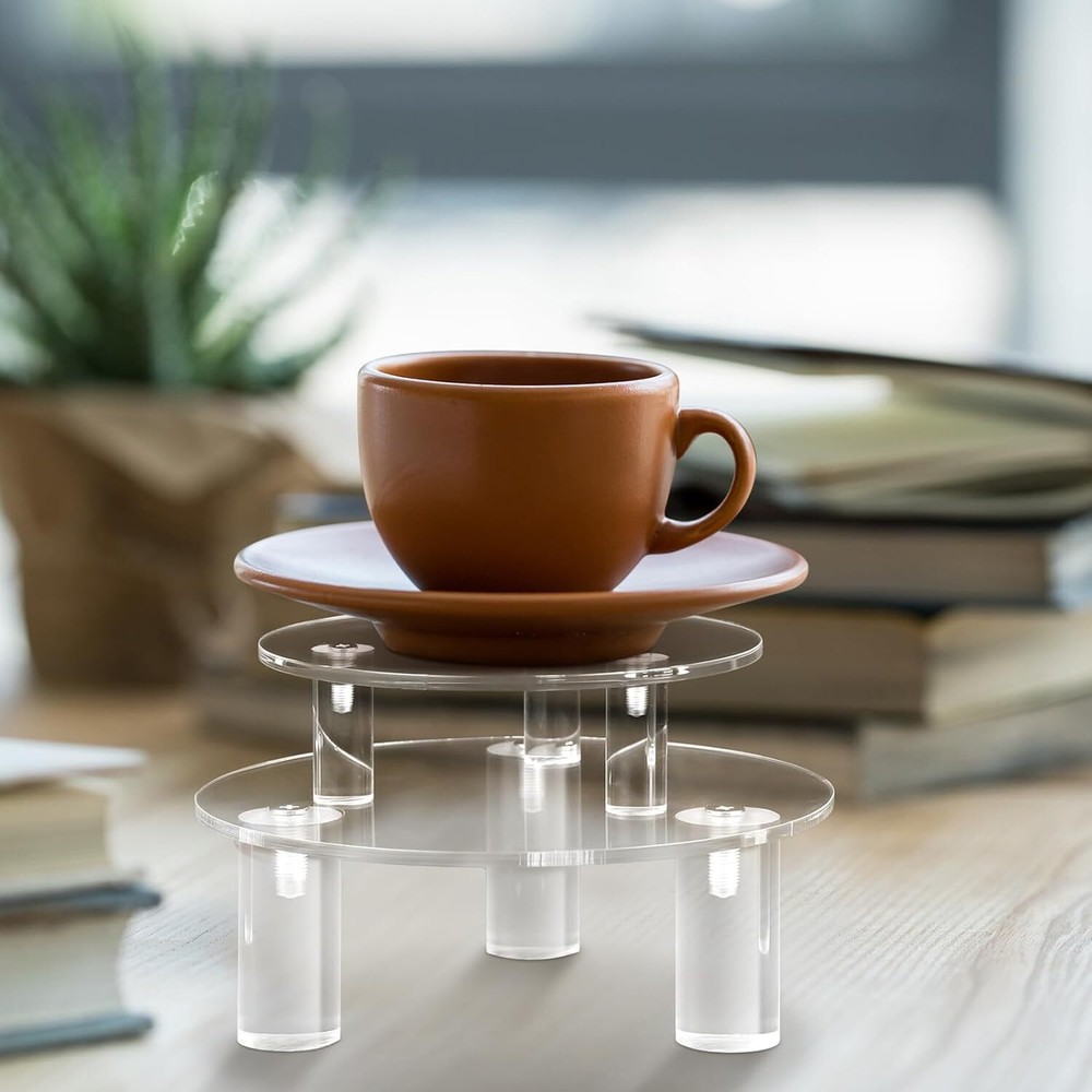 3 Pcs Acrylic Display Riser Round Stand Clear clear