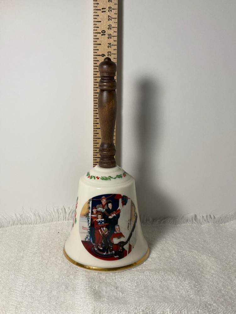 GORHAM 1987 Christmas bell Wooden handle 9”