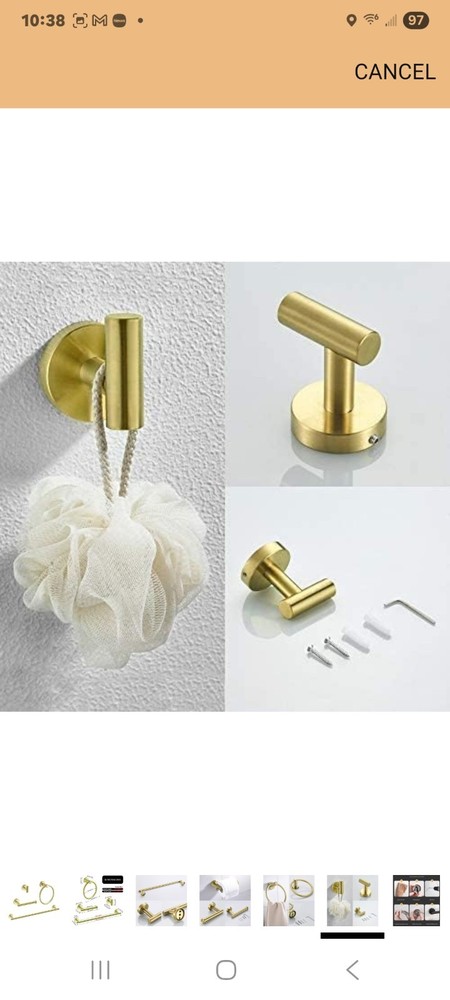 Gold bathroom accessories set