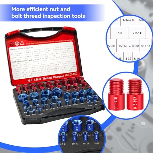 52PCS Nut and Bolt Thread Checker, Thread Checker Standard and Metric, 28 Inch