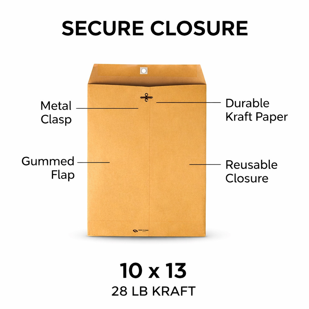 10x13 Clasp Envelopes Brown Kraft #97 Catalog Mailing Envelopes 28lb