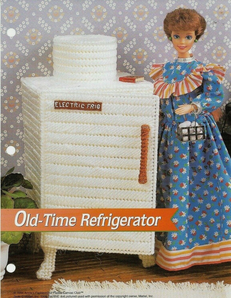 NEW OLD TIME REFRIGERATOR FASHION DOLL ANNIE PLASTIC CANVAS PATTERN INSTRUCTIONS