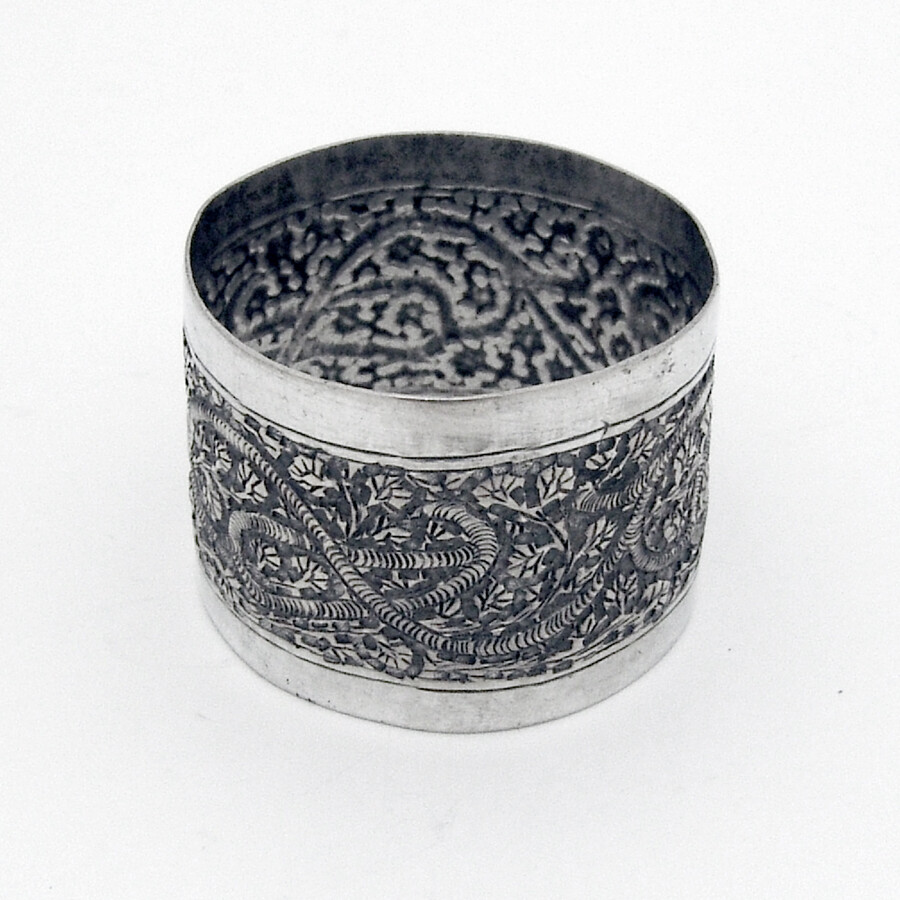 Ornate Hand Chased Napkin Ring 900 Silver