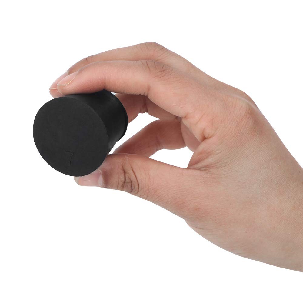 27 Pack (10 Assorted Sizes) 000# - 7# Tapered Lab Bungs Solid Rubber Black
