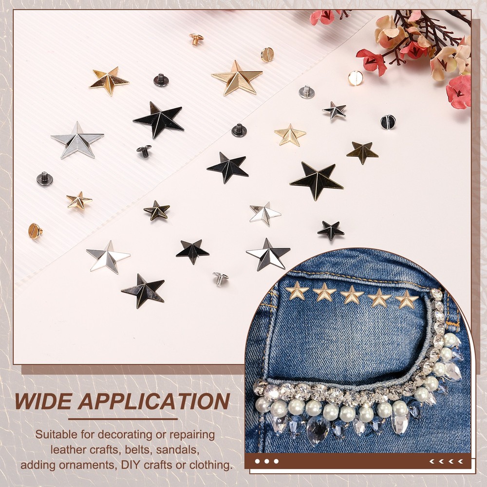 31mm Star Rivets, 25 Sets Leather Rivets Rapid Studs Rivet, Black