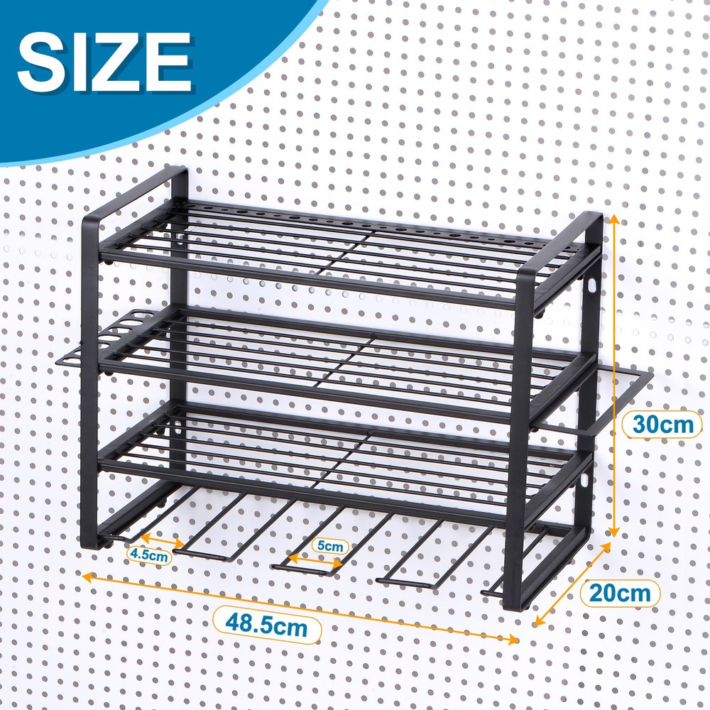 Power Tool Organizer 4 Layers 4 Drill Storage Racks Wall Mount Style Hooks