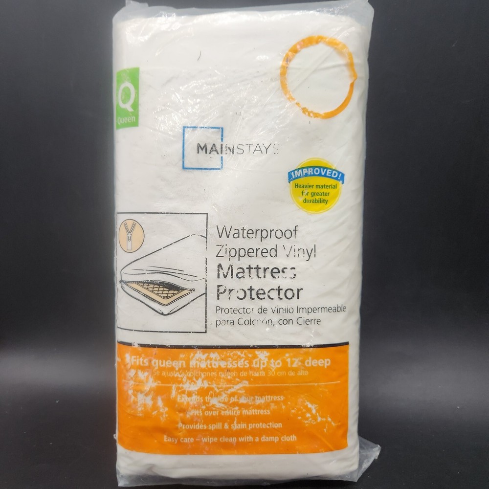 Mainstays Waterproof Zippered Vinyl Mattress Protector QUEEN