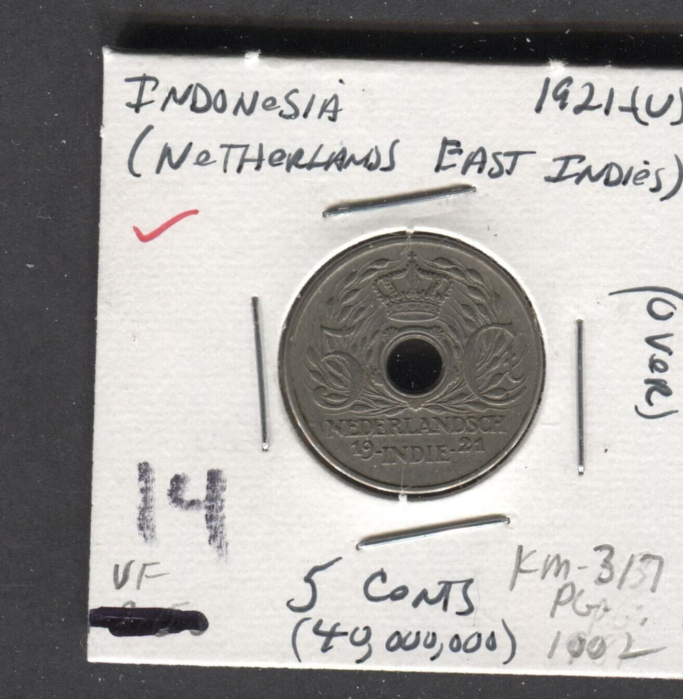 1921-Indonesia-VF- 5 Cents