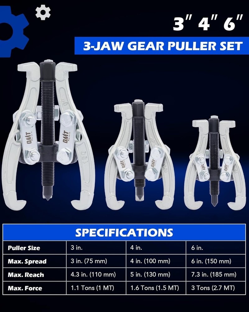 Multi-Function Heavy Duty Puller Set: 3" 4" 6" with Corrosion Resistant Design