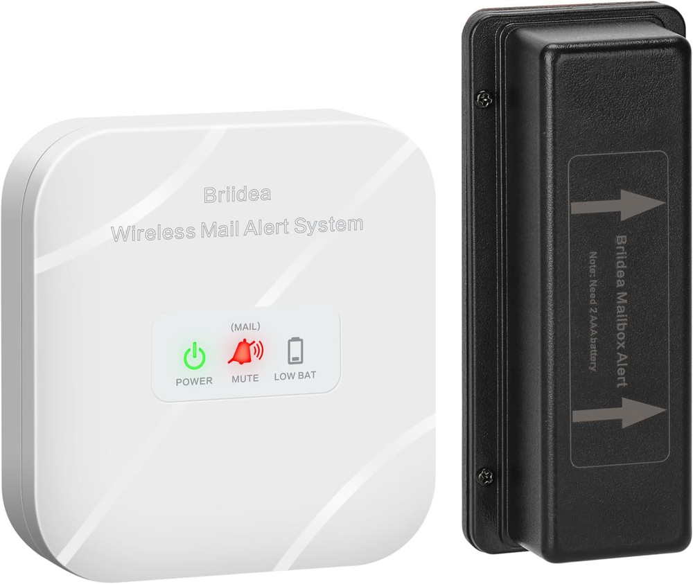 Mailbox Alarm, Wireless, Battery Powered, White, 500Ft Range, LED Flash & Sound