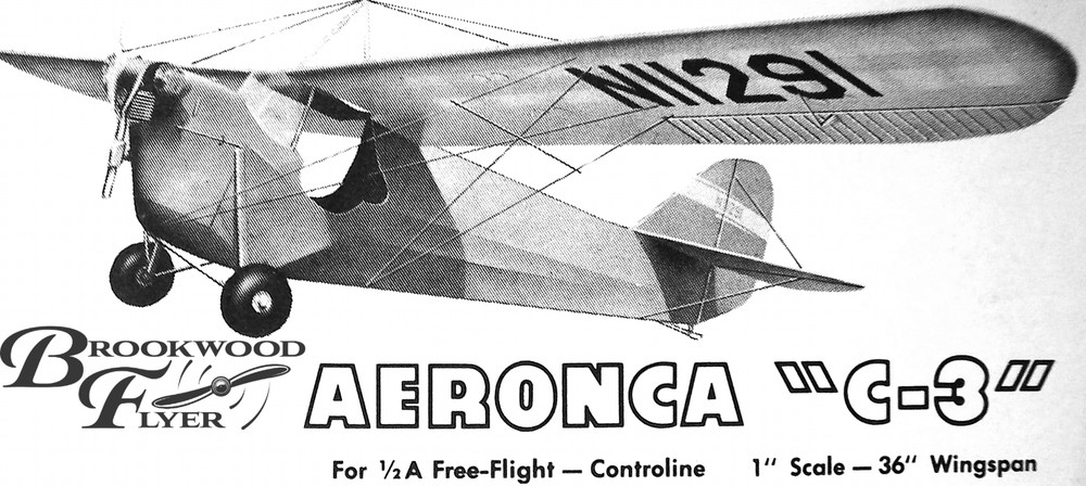 AERONCA C-3 PLAN + PARTS PATTERNS for 36" Berkeley FF or RC Model Airplane