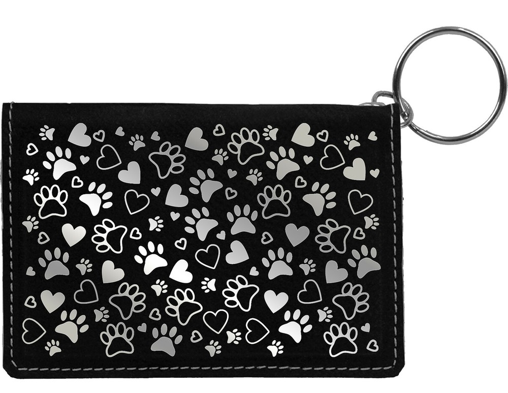 Paw Prints Laser Engraved Leatherette Keychain Wallet