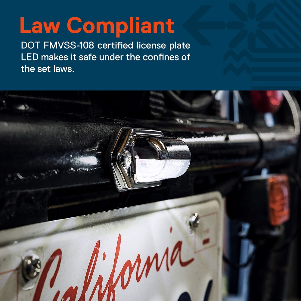 Chrome 12V DC DOT LED Courtesy/Step Trailer License Plate Tag Light