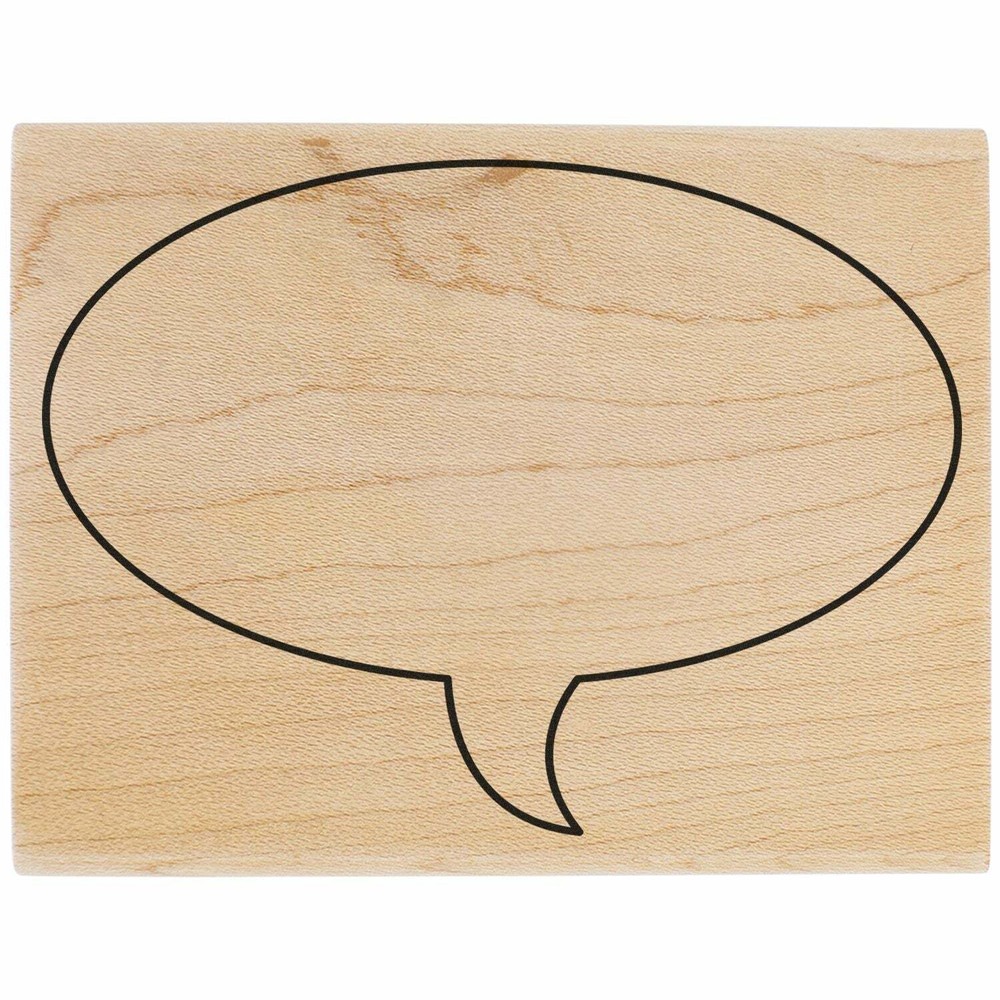 Small Left Thought Balloon Oval Art Rubber Stamp