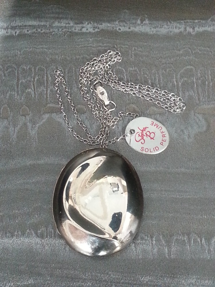 LOCKET Silver 925 Necklace Solid Perfume Stephen VINTAGE UNUSED