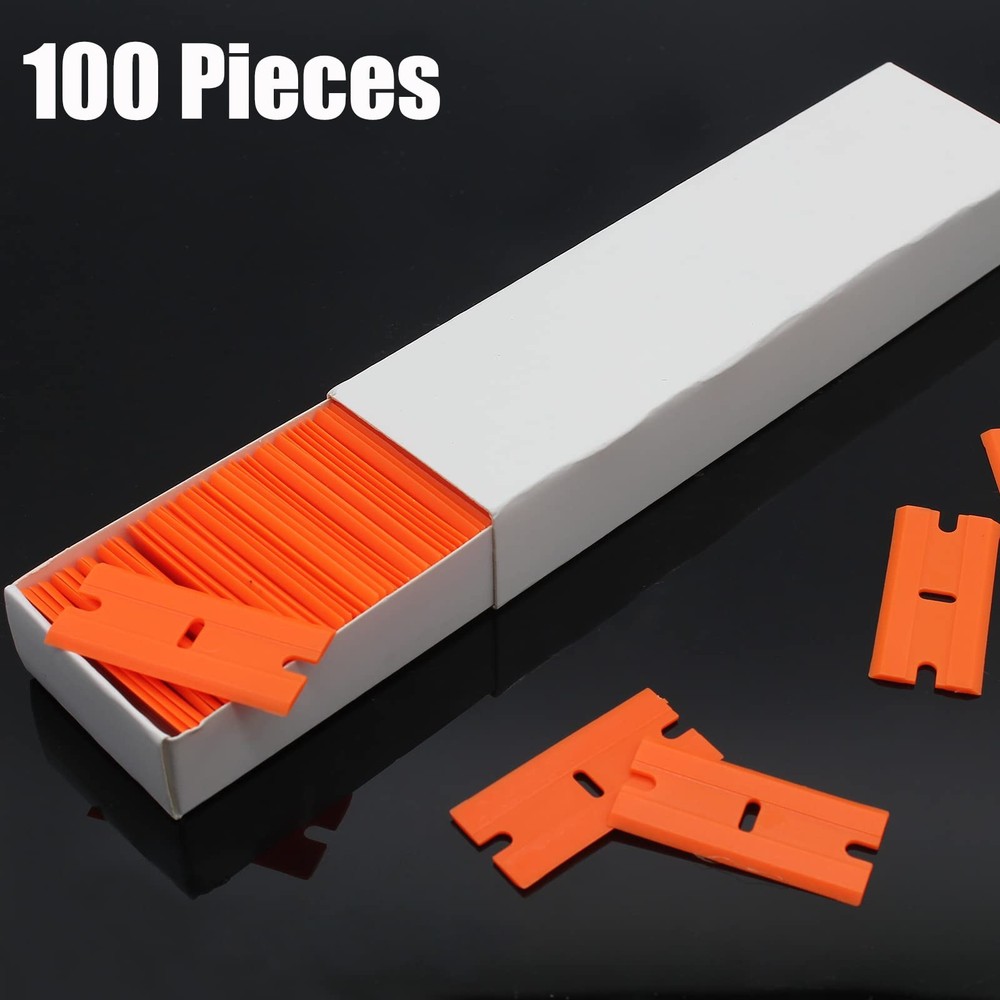100pcs Plastic Razor Blades, Double Edged Plastic Scraper Blades Replacement ...