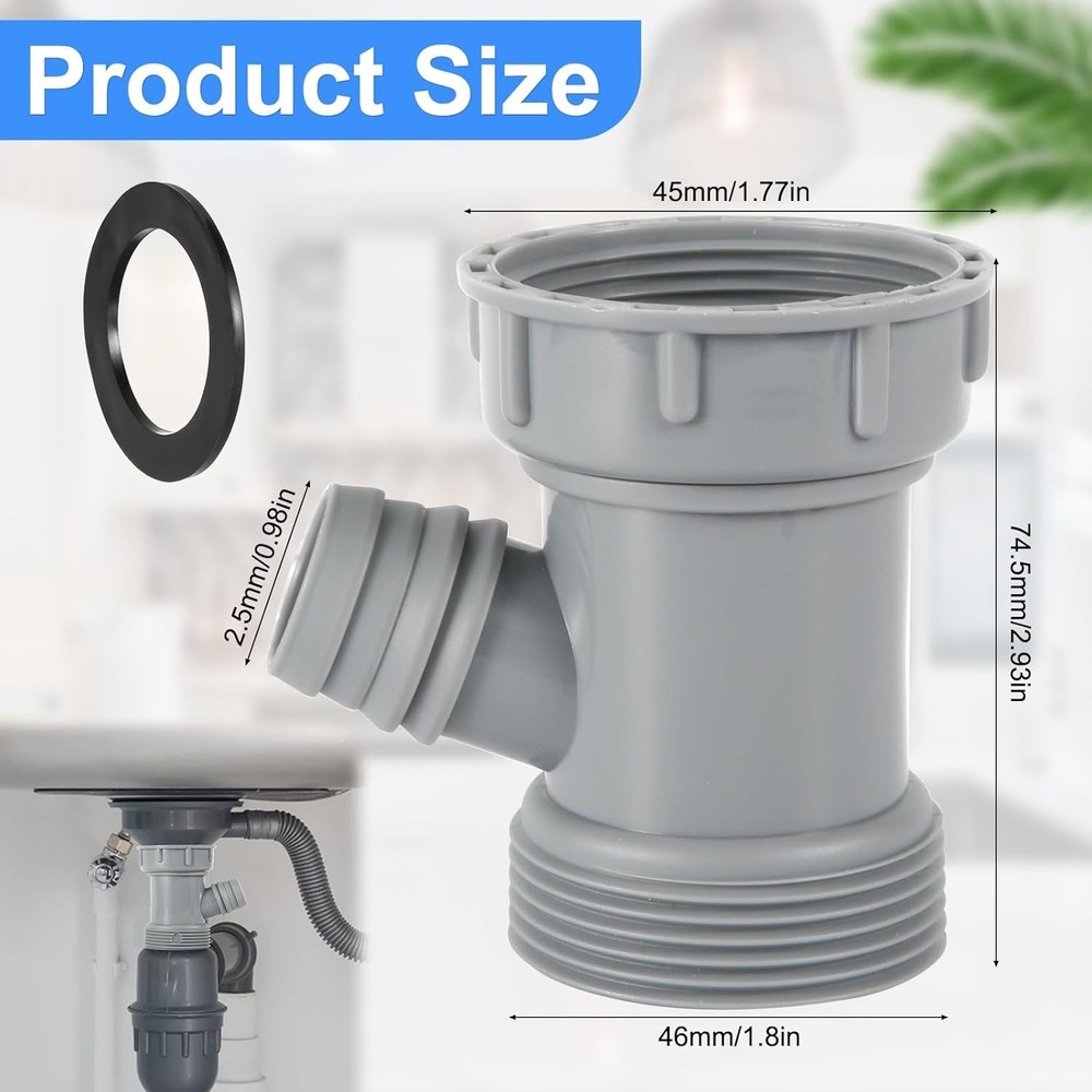 Kitchen Sink Drain Pipe Adapter, Versatile Y-Shaped Flexible M, Gray
