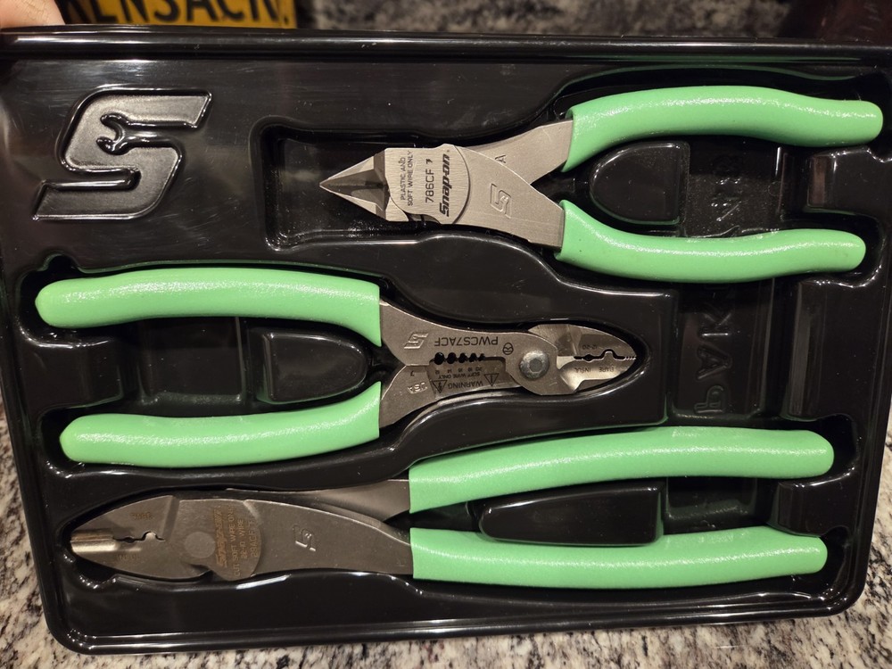 Snapon Tools 3 pc Wire Service Pliers Set- GREEN