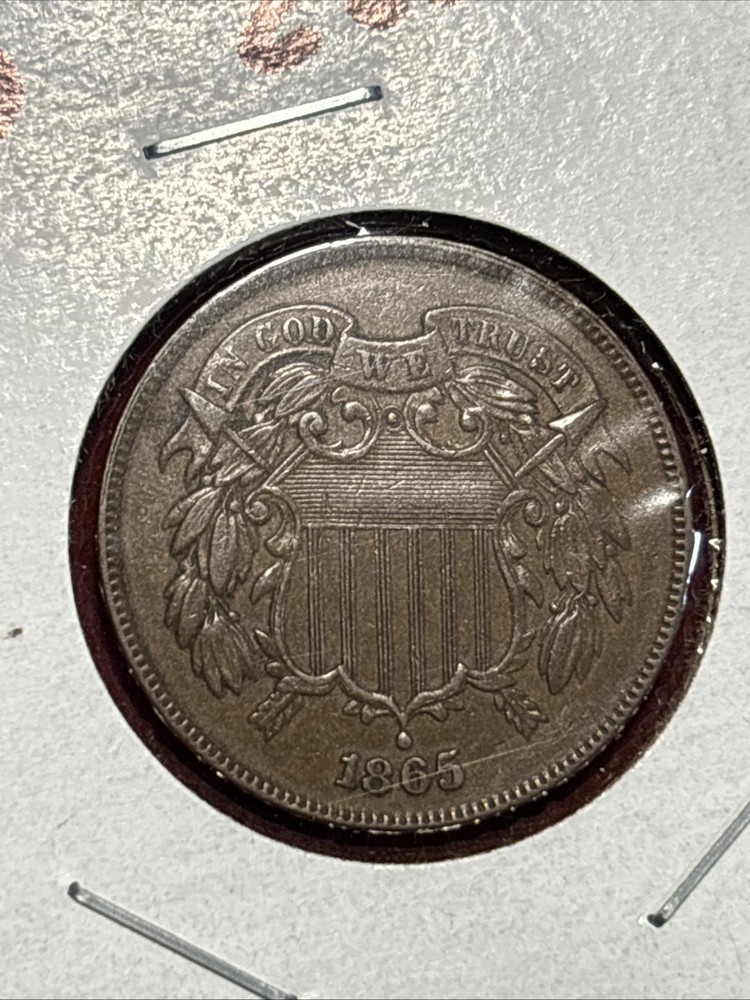 1865 Two Cent Piece Nice No Problem Copper Free Ship