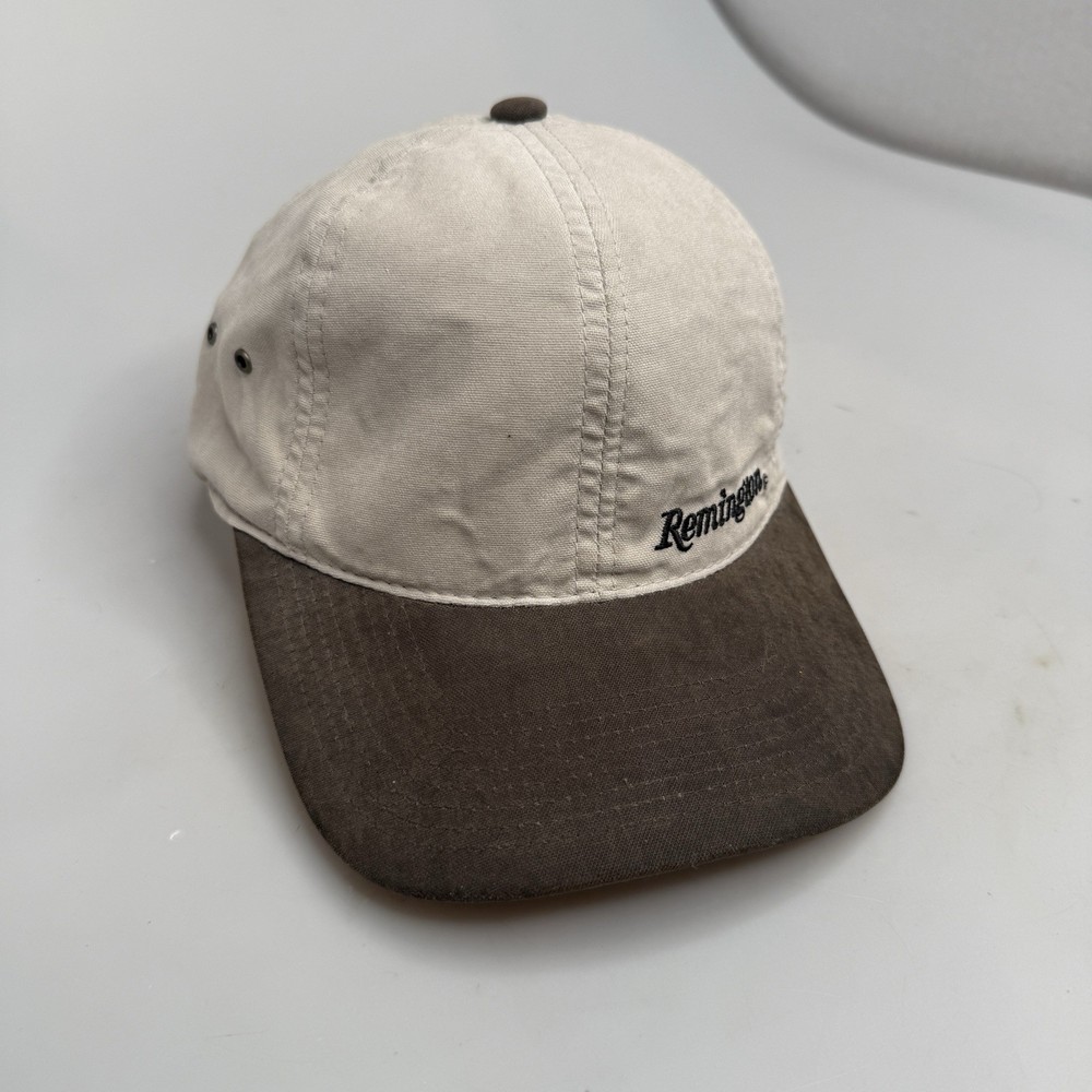 Remington Logo Youth Hat Cap Beige Brown Adjustable Strapback Vented Hunter EUC