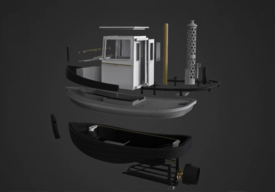 Mini Coal Tug Boat Scale 1:18 180mm 7" RC Model Ship Kit