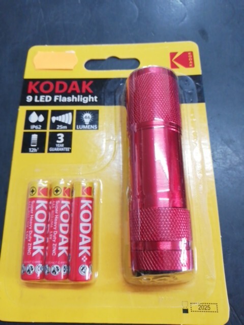 Kodak 9LED Flashlight Red Blue & Black LED BATTERIES INCLUDED