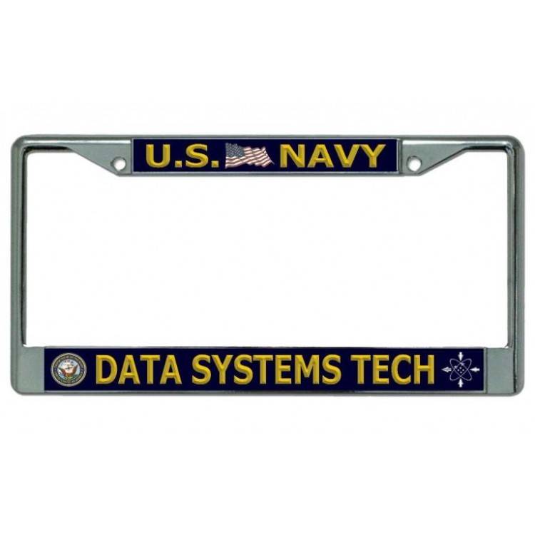 Navy Data Systems Tech Military Logo Chrome License Plate Frame made in usa