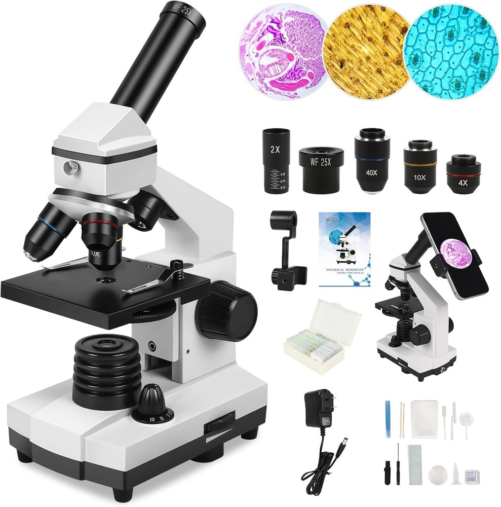 100X 2000X Compound Microscope for Kids with Slides