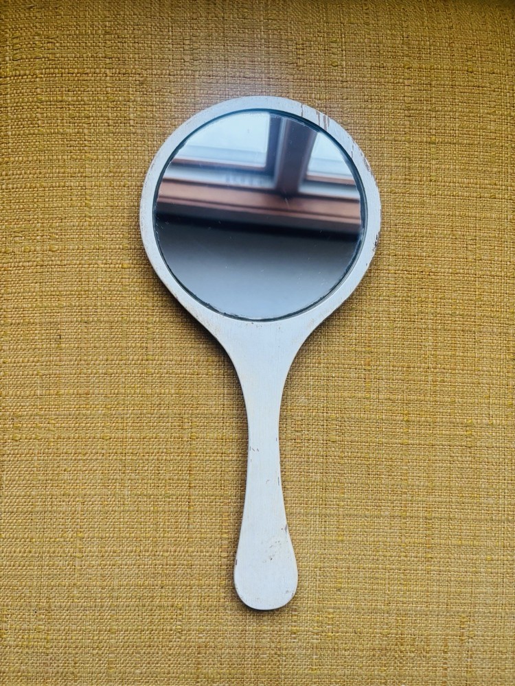 Antique Needlepoint Handheld Vanity Mirror