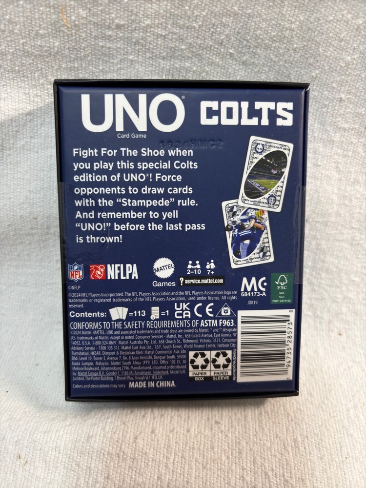 INDIANAPOLIS COLTS UNO CARDS NEW